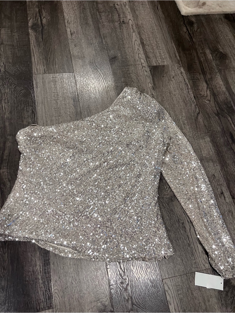 One-Shoulder gołd/white Sequin Women's Top